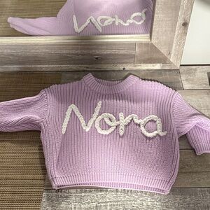 Lilac Sweater with White Script